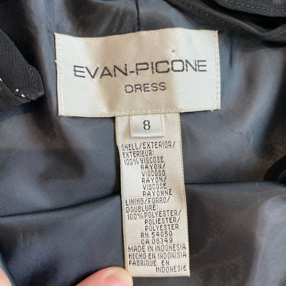 EVAN PICONE Vintage Dress, Black V-Neck Sleeveless, Long, Ruffles, Ties, US M - Picture 11 of 13